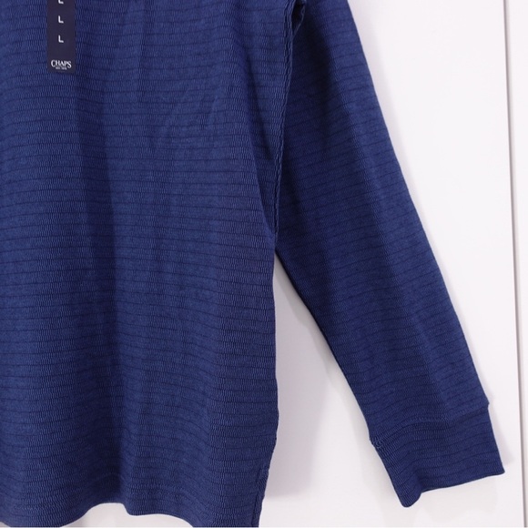 NWT Chaps Long Sleeve Quarter Zip Rice Knit Jacket Sweater Sz Large Newport Navy - Picture 8 of 16